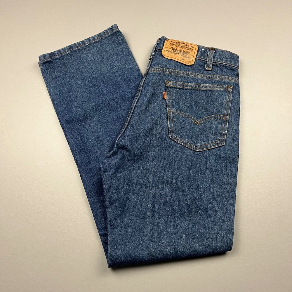 Levi's 517 Orange Tab Mens W34 L30 Blue Bootcut Jeans Made in USA Vintage